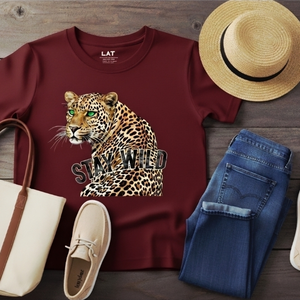 Stay Wild Leopard Graphic Tee • Boho Western Animal Print Shirt • Trendy Women’s
